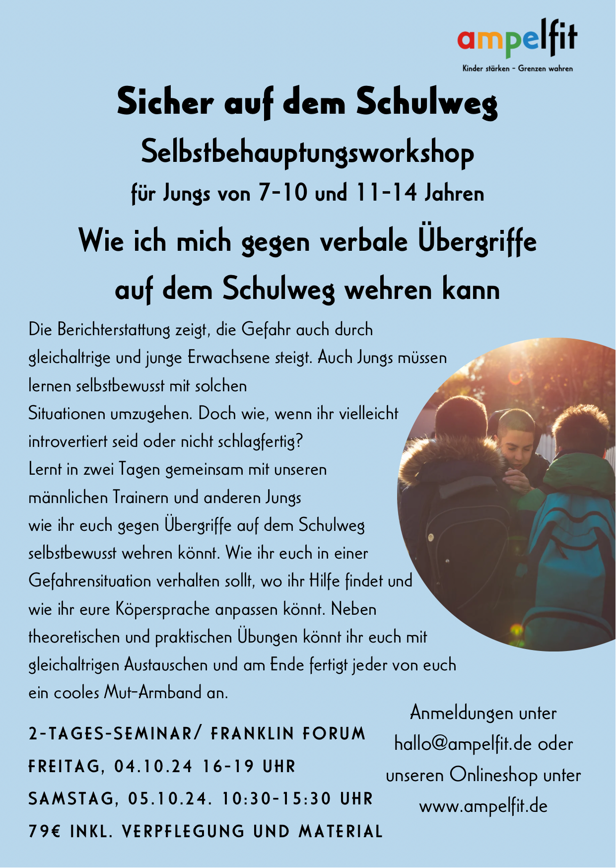 Workshop für Jungs "Sicher auf dem Schulweg"